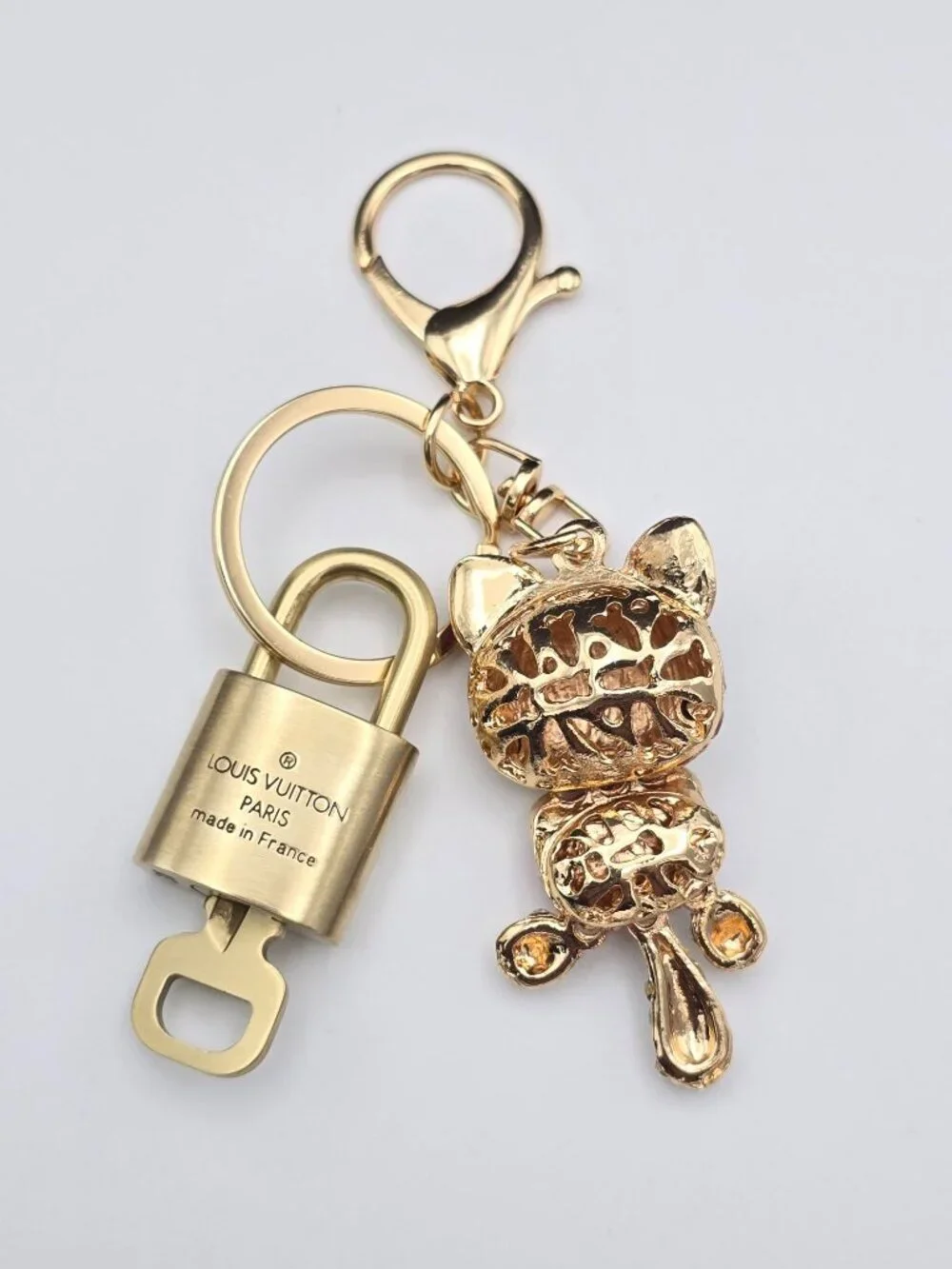 Authentic LV Gold Padlock & Key 🔑 Unbranded Cat Bag Charm / Keychain Combo